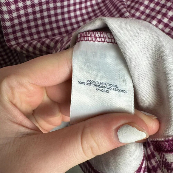 Lands' End purple gingham mock neck long sleeve top size XL G7 - Picture 3 of 4